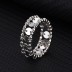 925 Sterling Silver Balls Sequins Punk Rings 70100086