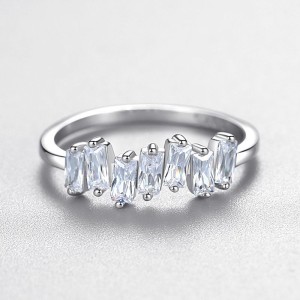 Sterling Silver Zirconia Cube Band Rings 70100088