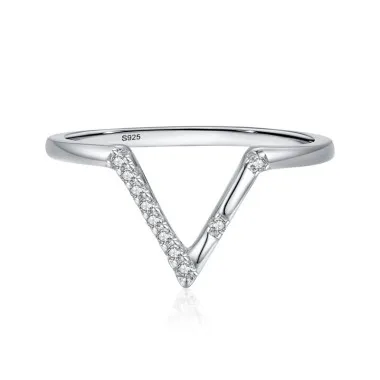 Sterling Silver Zirconia V Band Rings 70100089