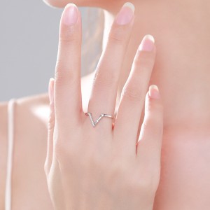 Sterling Silver Zirconia V Band Rings 70100089