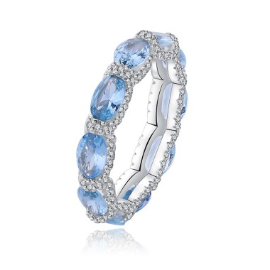925 Sterling Silver Blue Topaz Band Ring 70100090