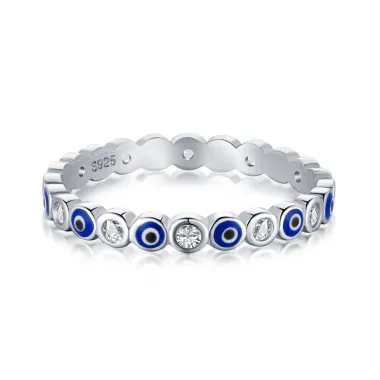 925 Sterling Silver CZ Evil Eye Band Rings 70100093