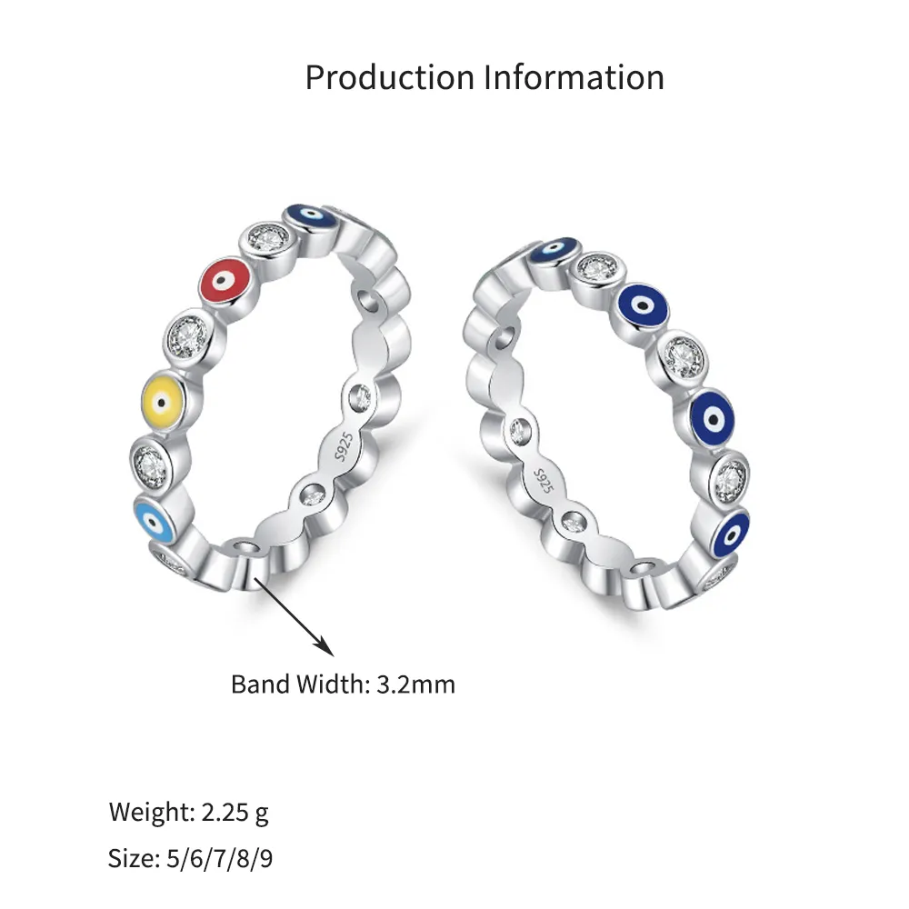 925 Sterling Silver CZ Evil Eye Band Rings 70100093 - image2