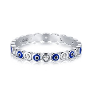 925 Sterling Silver CZ Evil Eye Band Rings 70100093 925 Sterling Silver CZ Evil Eye Band Rings 70100093