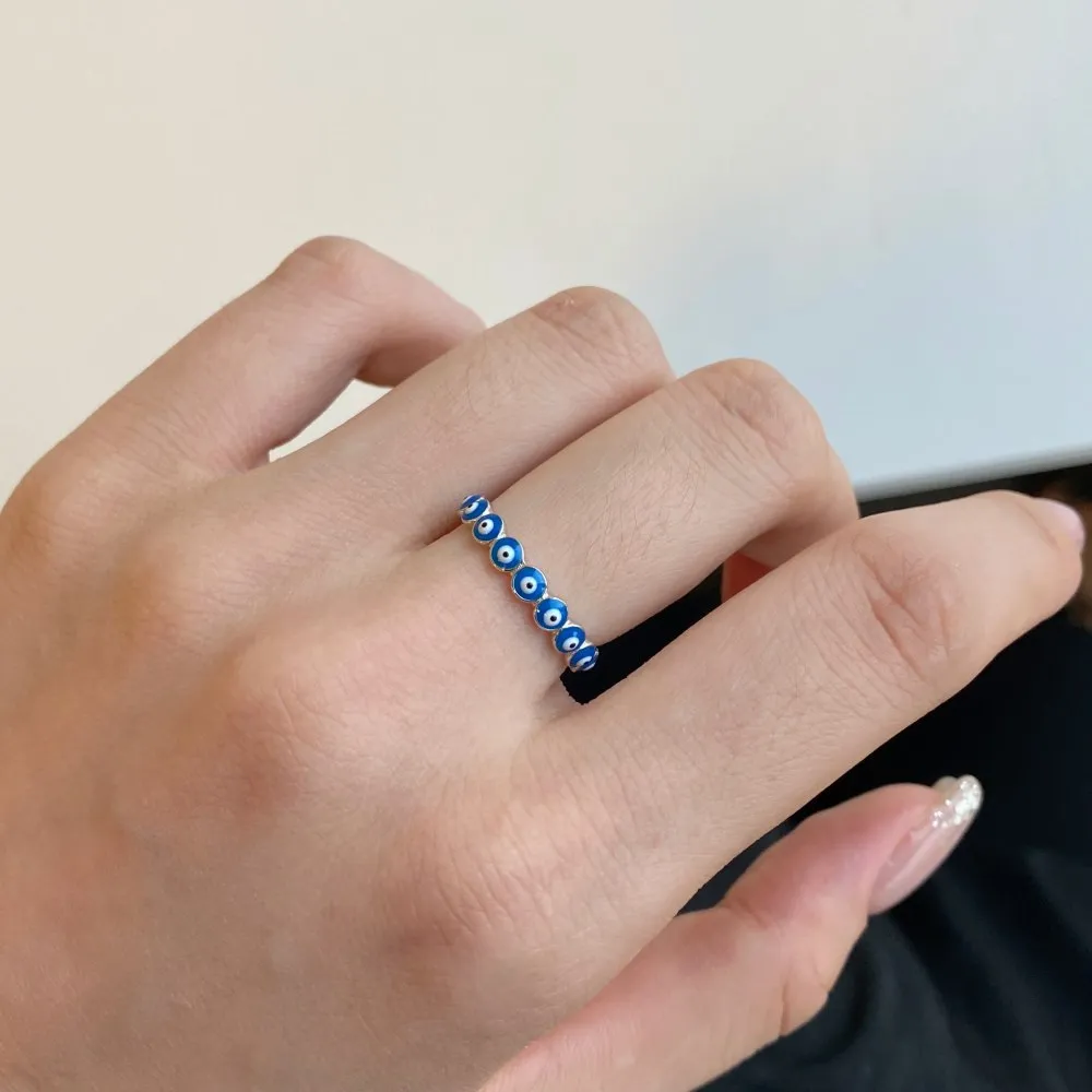 925 Sterling Silver Enamel Evil Eye Band Rings 70100094 - image1
