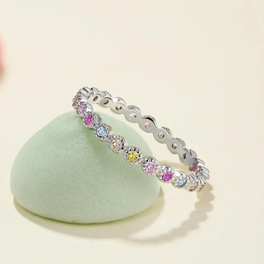 Rainbow Bubble Zirconia Band Ring 70100109 - image2