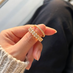 925 Sterling Silver Full Oval Cut Zirconia Band Ring 70100118