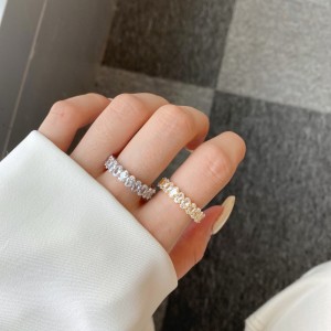 925 Sterling Silver Full Oval Cut Zirconia Band Ring 70100118