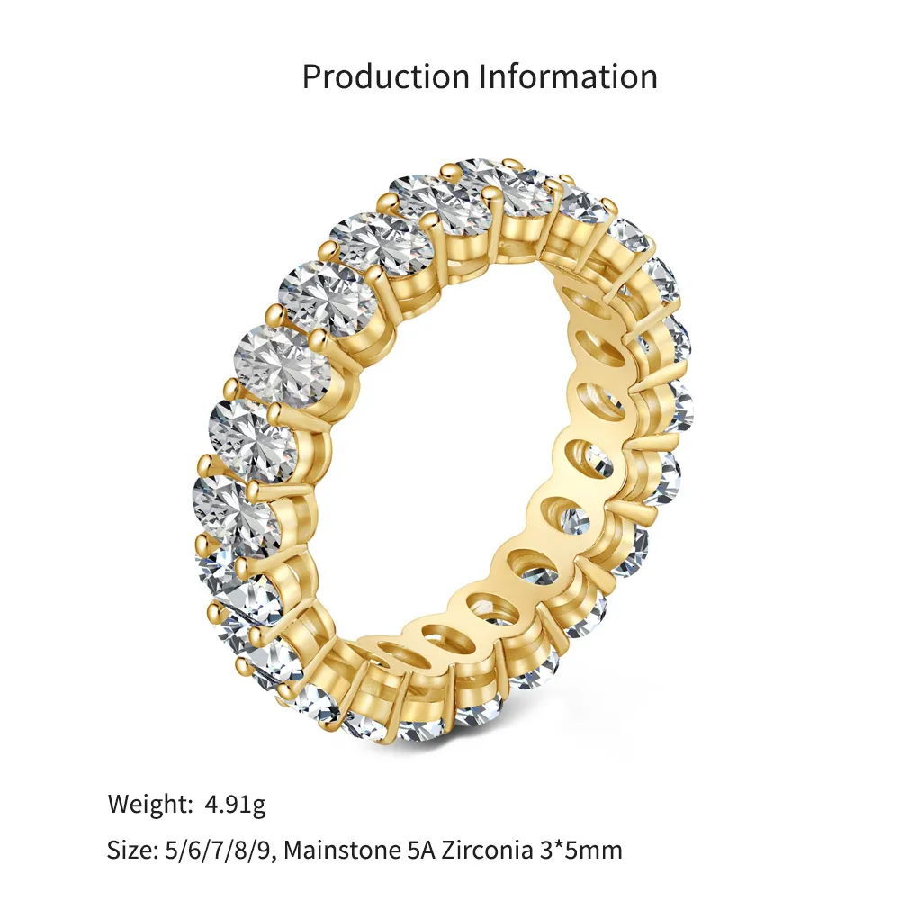 925 Sterling Silver Full Oval Cut Zirconia Band Ring 70100118 - image4