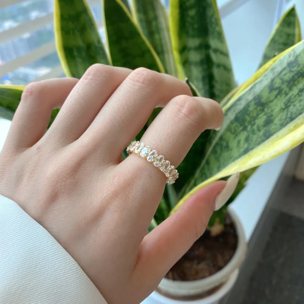 Full Oval Cut Zirconia Band Ring 70100118 - image1