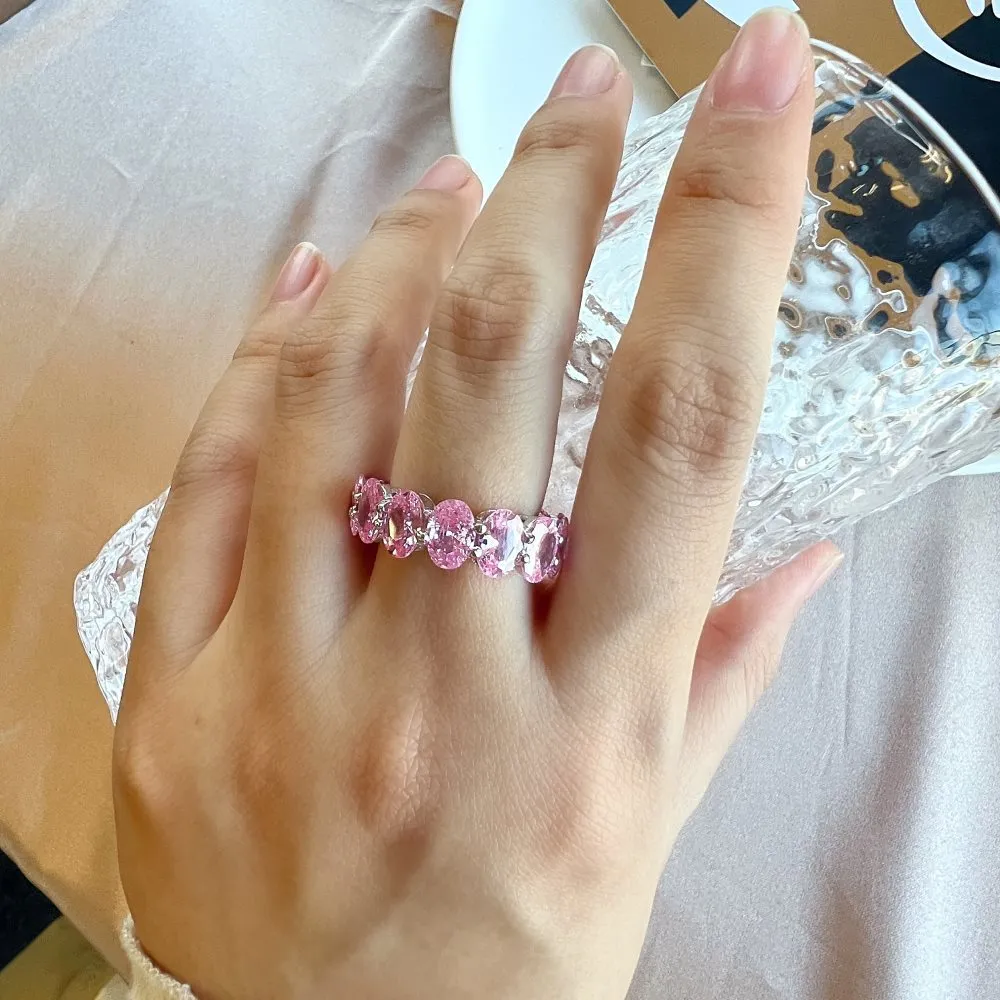 Shiny Oval Cut Zirconia Band Ring 70100119 - image1