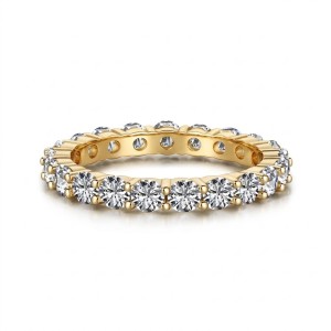 925 Sterling Silver Sparkle Round Zirconia Band Ring 70100120