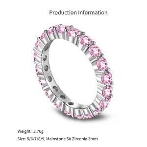 925 Sterling Silver Sparkle Round Zirconia Band Ring 70100120