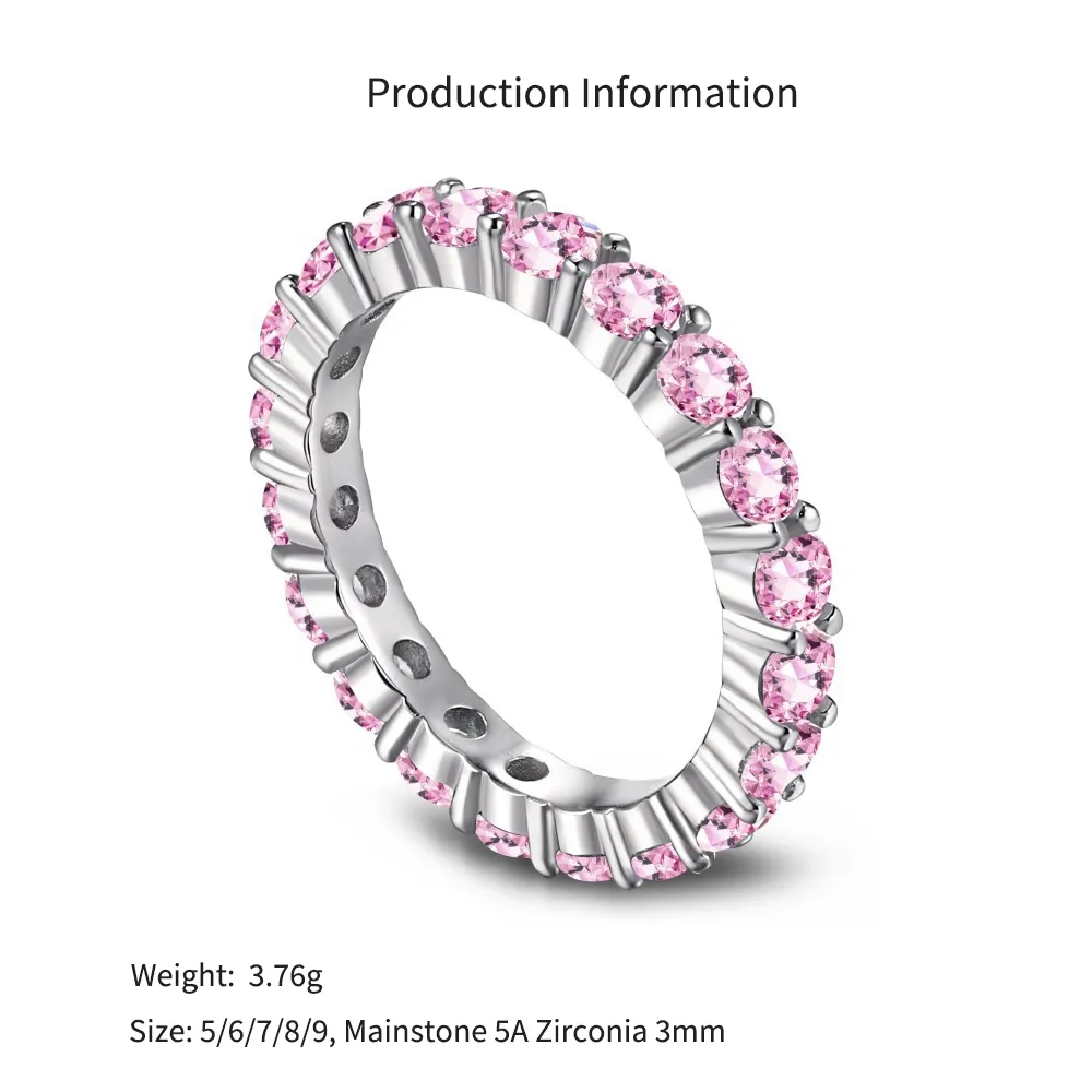 925 Sterling Silver Sparkle Round Zirconia Band Ring 70100120 - image4