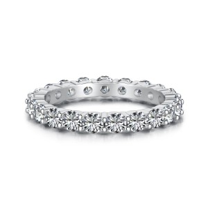 925 Sterling Silver Sparkle Round Zirconia Band Ring 70100120