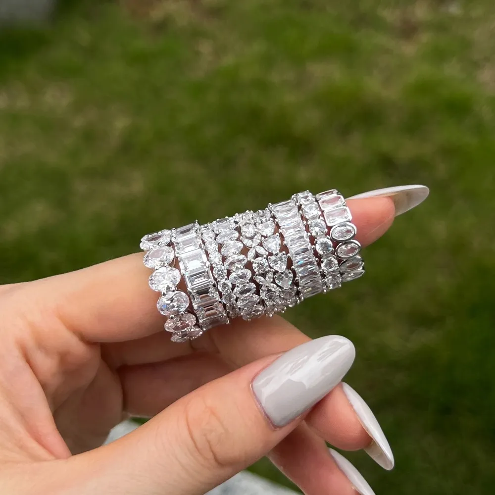 925 Sterling Silver Sparkle Round Zirconia Band Ring 70100120 - image1