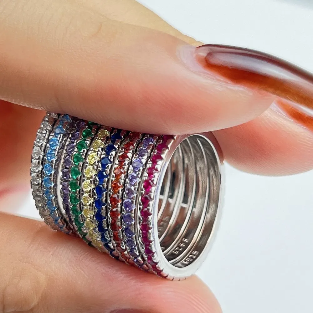 Multicolor Zirconia Stackable Band Ring 70100125 - image2