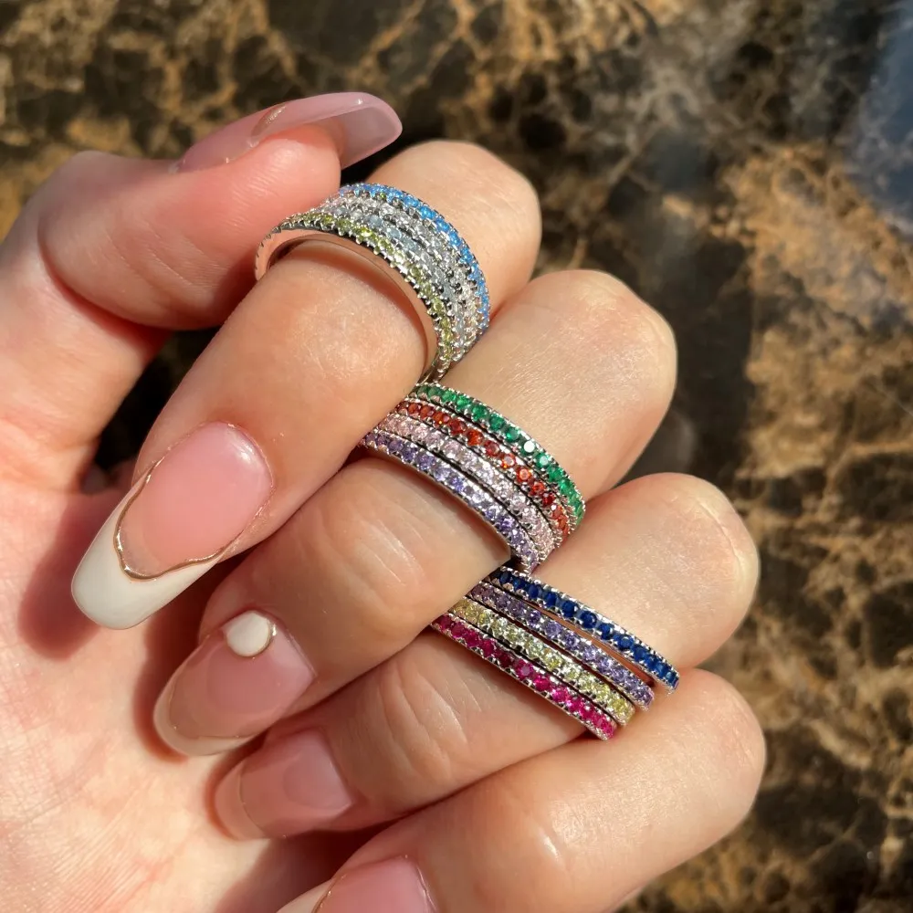 Multicolor Zirconia Stackable Band Ring 70100125 - image3