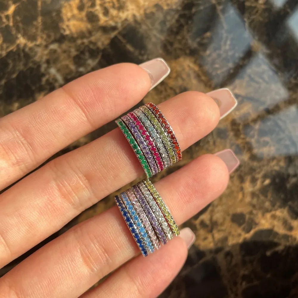 Multicolor Zirconia Stackable Band Ring 70100125 - image4