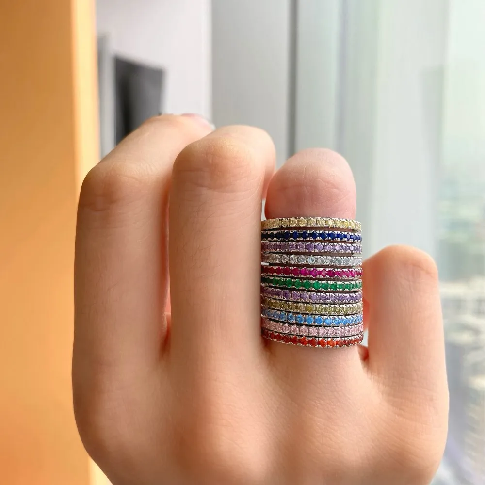 Multicolor Zirconia Stackable Band Ring 70100125 - image5