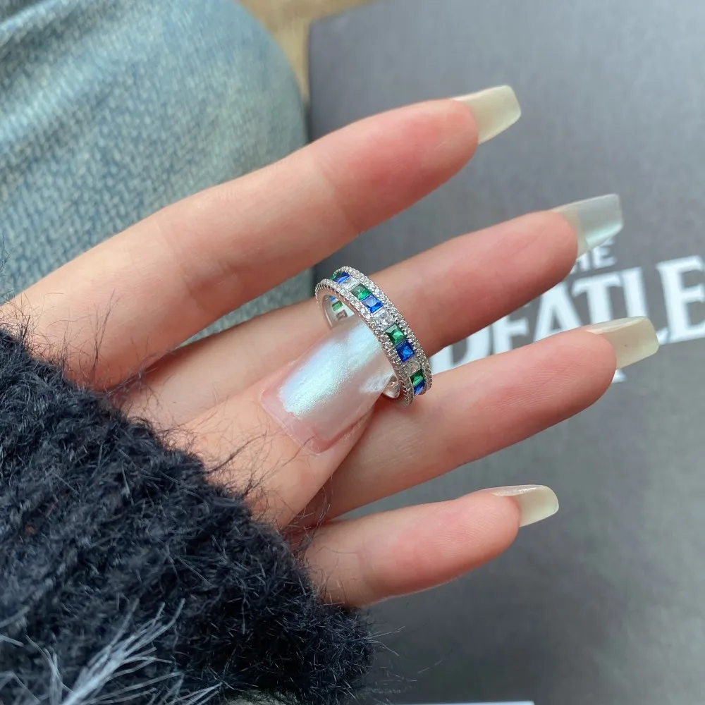 Shiny Square Zirconia Wide Band Ring 70100126 - image1
