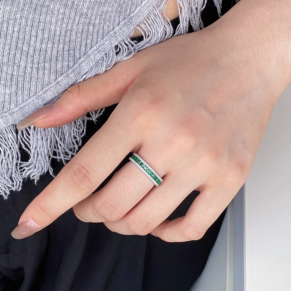Shiny Square Zirconia Wide Band Ring 70100126 - image2