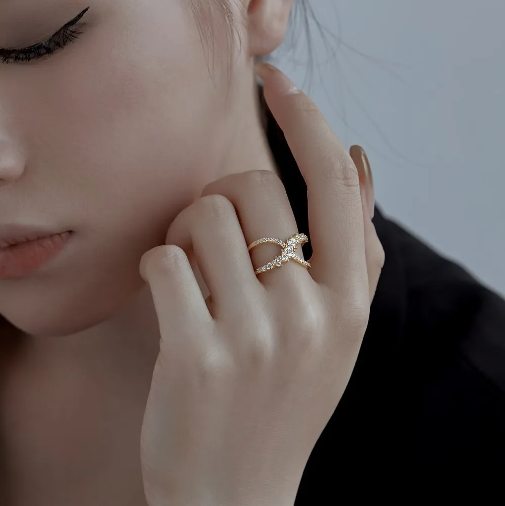 Personality X Letter Zirconia Band Ring 70100127 - image1