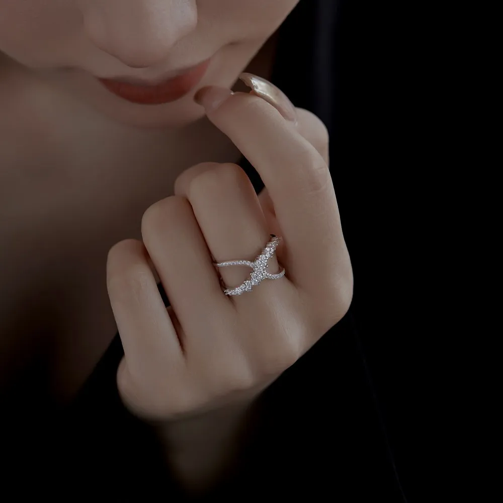 Personality X Letter Zirconia Band Ring 70100127 - image2