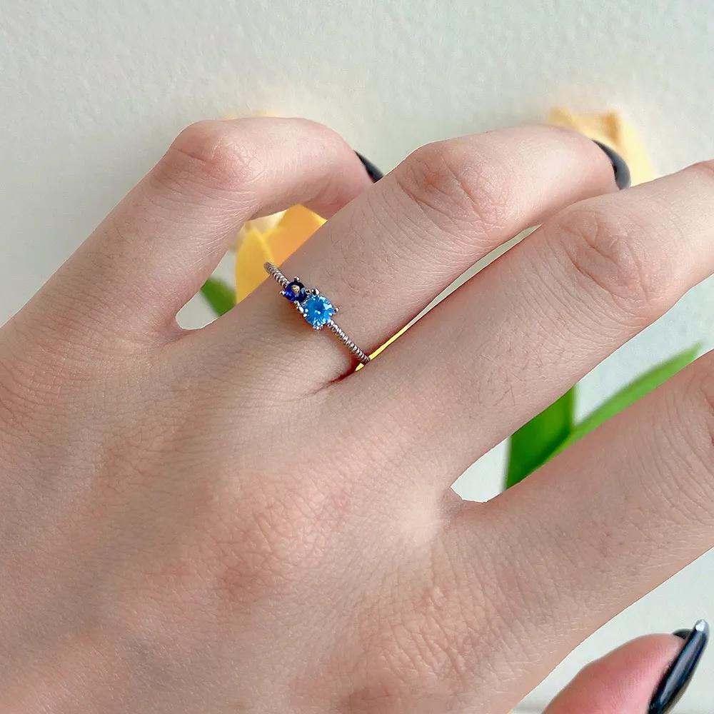 Vintage Blue Zirconia Band Ring 70100131 - image2