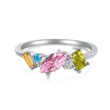 Colorful Cluster Zirconia Band Ring 70100132
