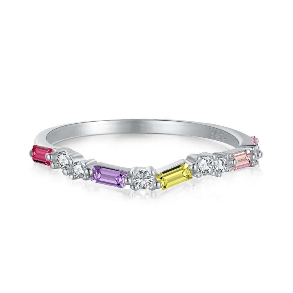 Rainbow Zirconia Stackable Band Ring 70100134