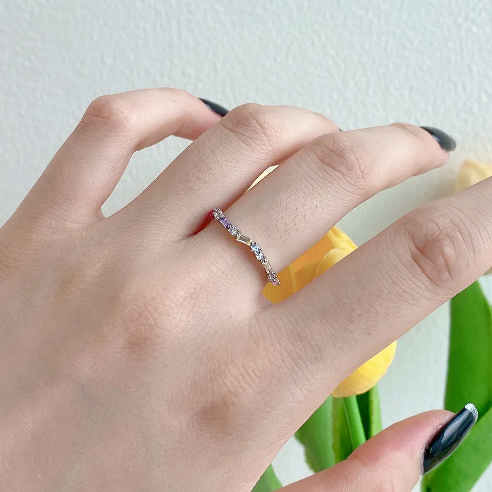 Rainbow Zirconia Stackable Band Ring 70100134 - image1