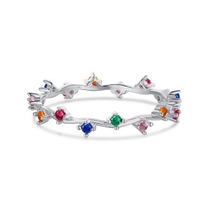 Rainbow Zirconia Thorns Band Ring 70100135