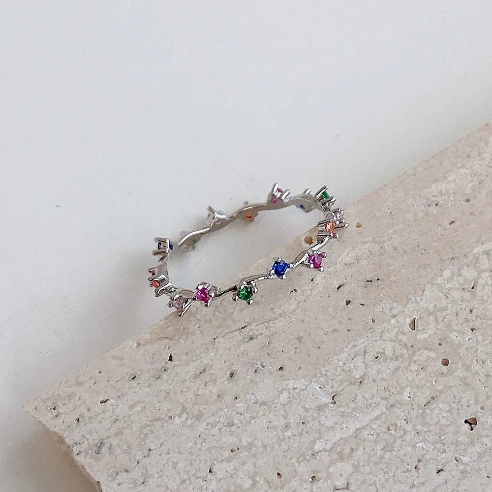 Rainbow Trapezoid Zirconia Band Ring 70100136 - image1