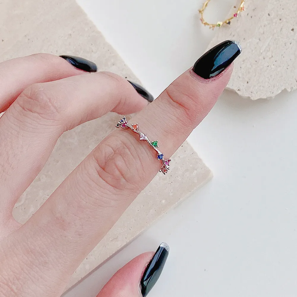 Rainbow Trapezoid Zirconia Band Ring 70100136 - image2