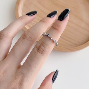 Rainbow Trapezoid Zirconia Band Ring 70100136