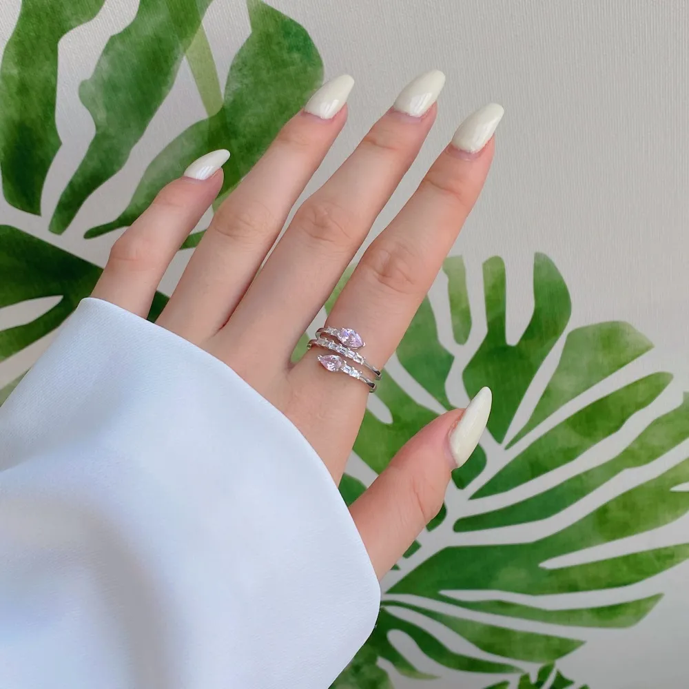 Spiral Rows Pink Zirconia Band Ring 70100139 - image2