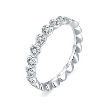 Sparkle Hearts Zirconia Stackable Band Ring 70100141