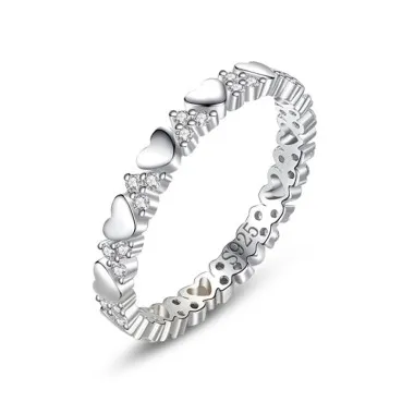 Minimalist Heart Zirconia Stackable Band Ring 70100142