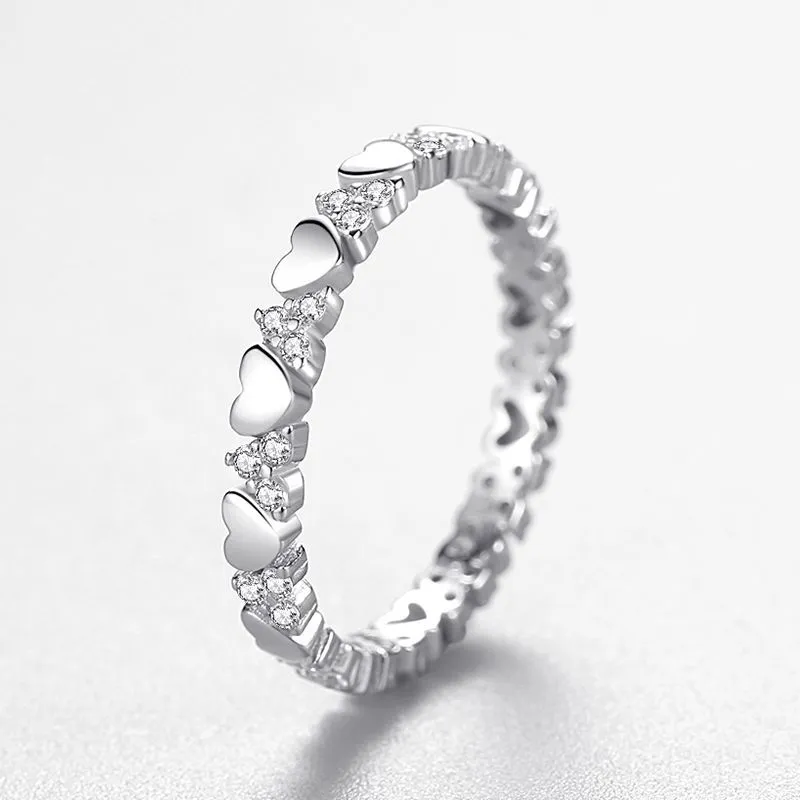 Minimalist Heart Zirconia Stackable Band Ring 70100142 - image2
