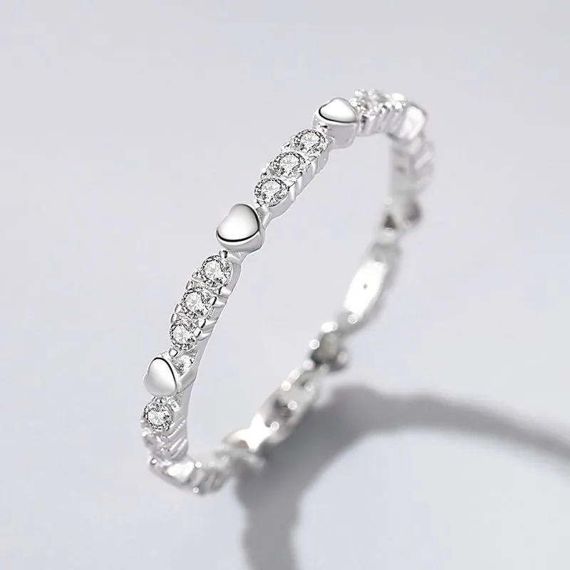 Shiny Heart Zirconia Stackable Band Ring 70100143 - image2