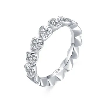 Shiny Hearts Zirconia Stackable Band Ring 70100145