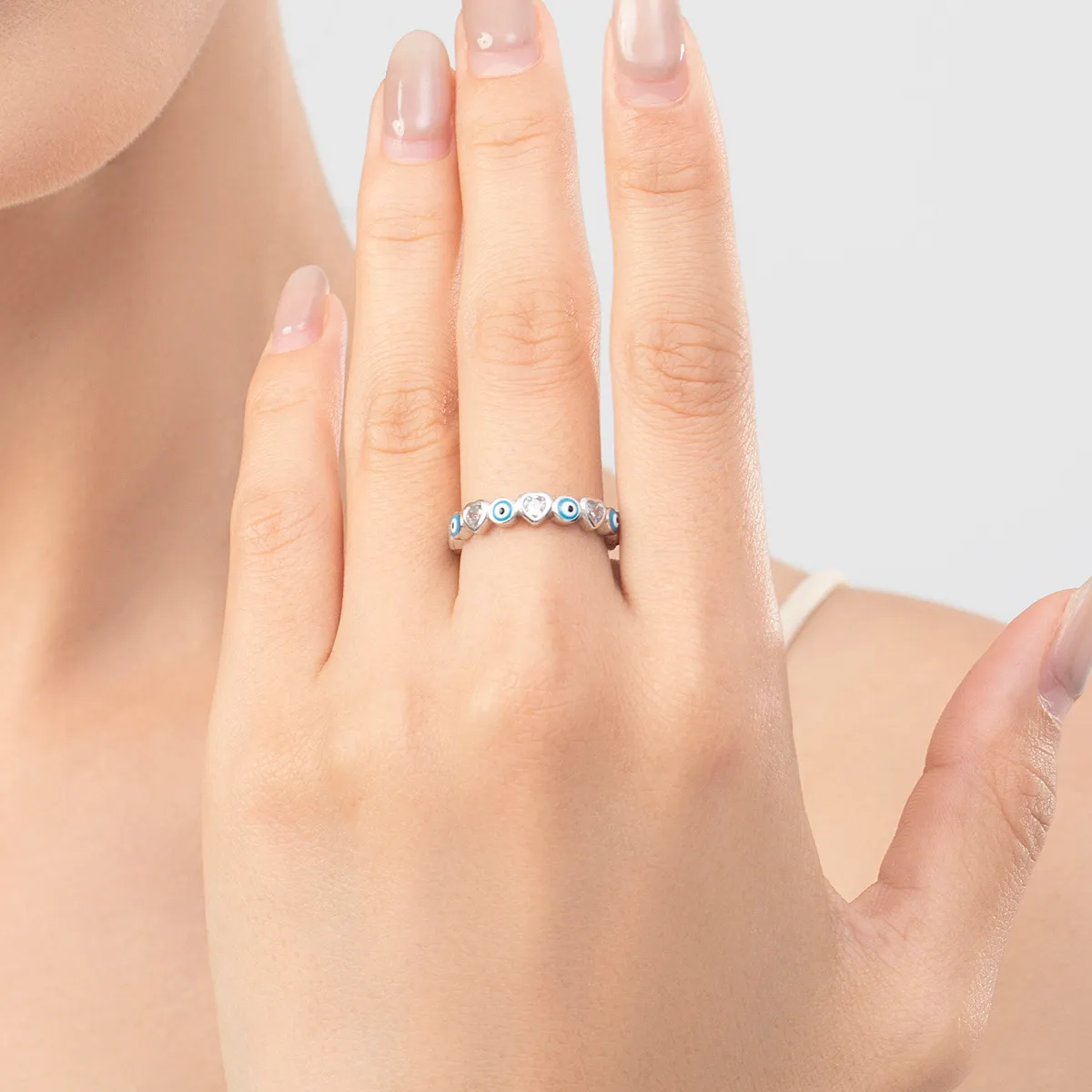 Evil Eyes Heart Zirconia Band Ring 70100154 - image1