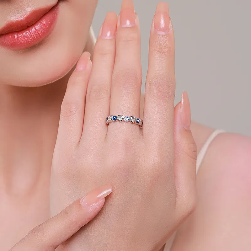 Evil Eyes Heart Zirconia Band Ring 70100154 - image2