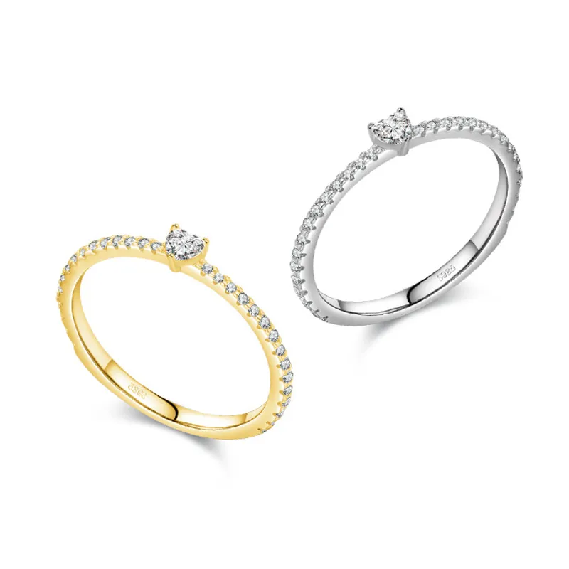 Minimalist Hearts Zirconia Stackable Band Ring 70100165 - image1