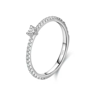 Minimalist Hearts Zirconia Stackable Band Ring 70100165