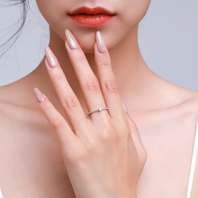 Minimalist Hearts Zirconia Stackable Band Ring 70100165 - image2