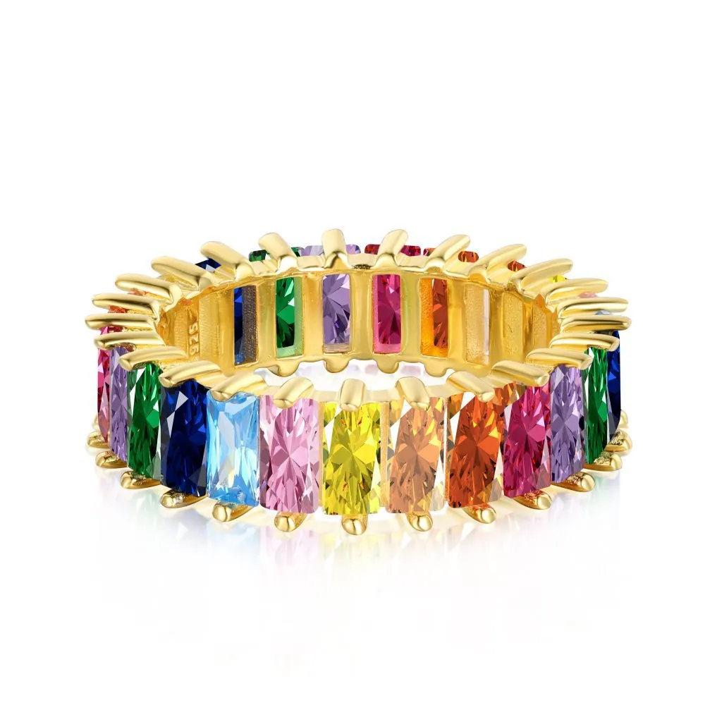 Sparkle Colorful Rectangle Zirconia Band Party Rings 70100175