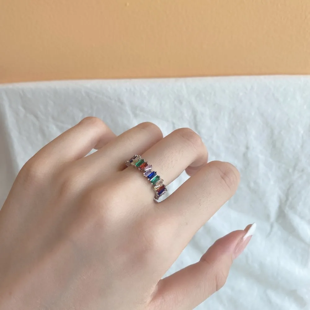 Colorful Rectangle Zirconia Band Party Rings 70100177 - image1