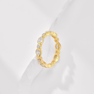 Sparkle Teardrop Round Zirconia Band Rings 70100180